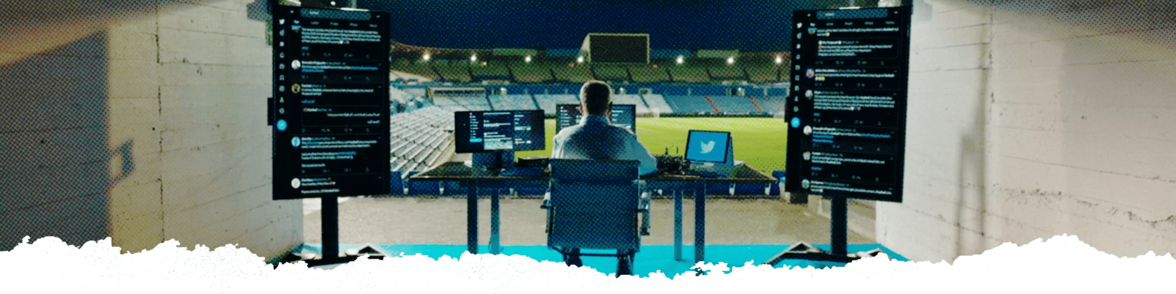 Football announcer at field
