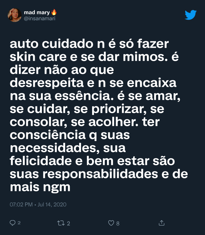 Tweet da @Beautys_Element sobre fazer um detox da sua vida