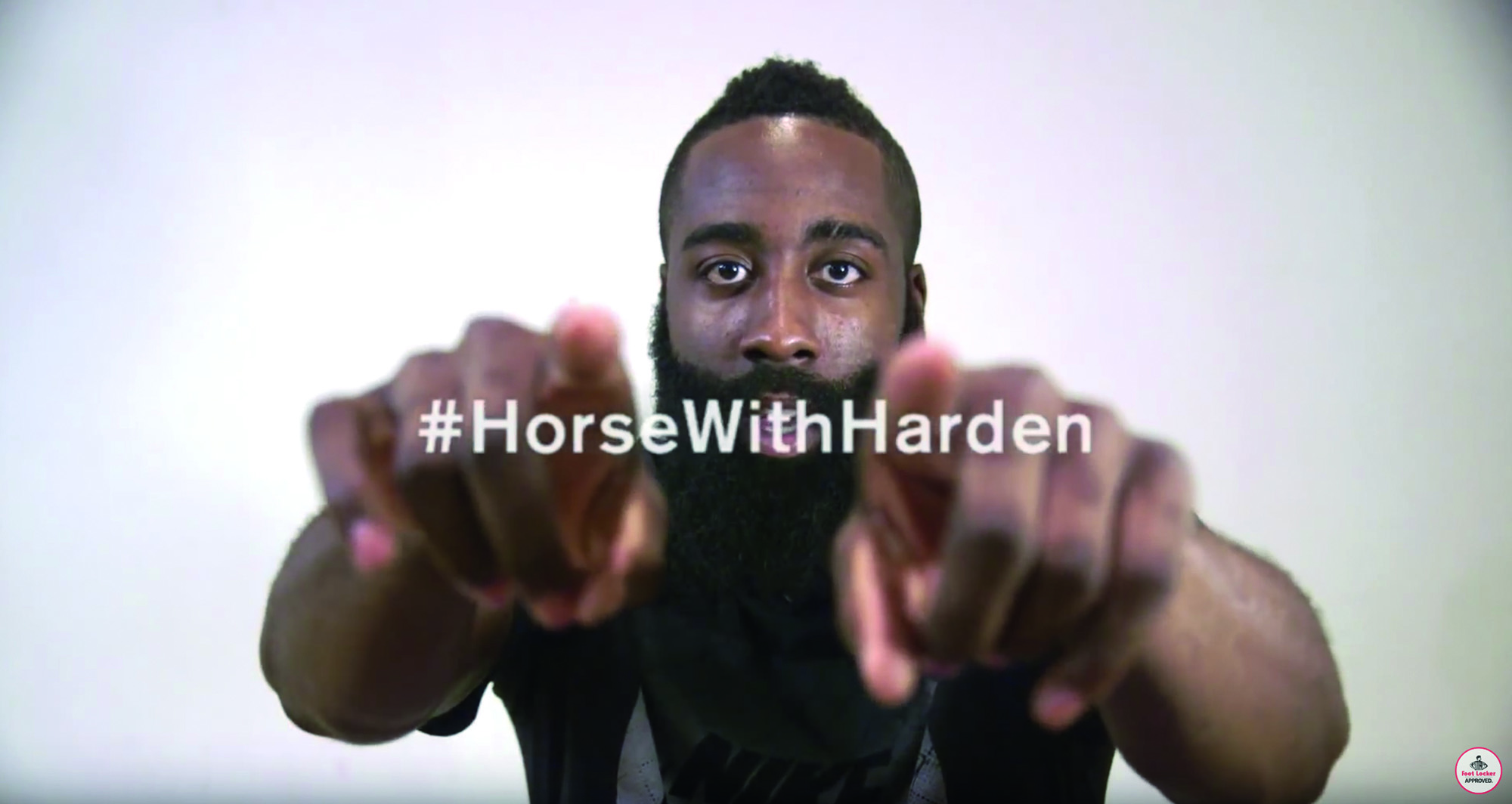 #HorseWithHarden Image of James Harden with hashtag #HorseWithHarden over his face