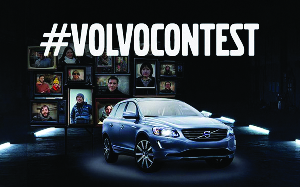 #VolvoContest Image of a Volvo car with the text #VolvoContest laid over it