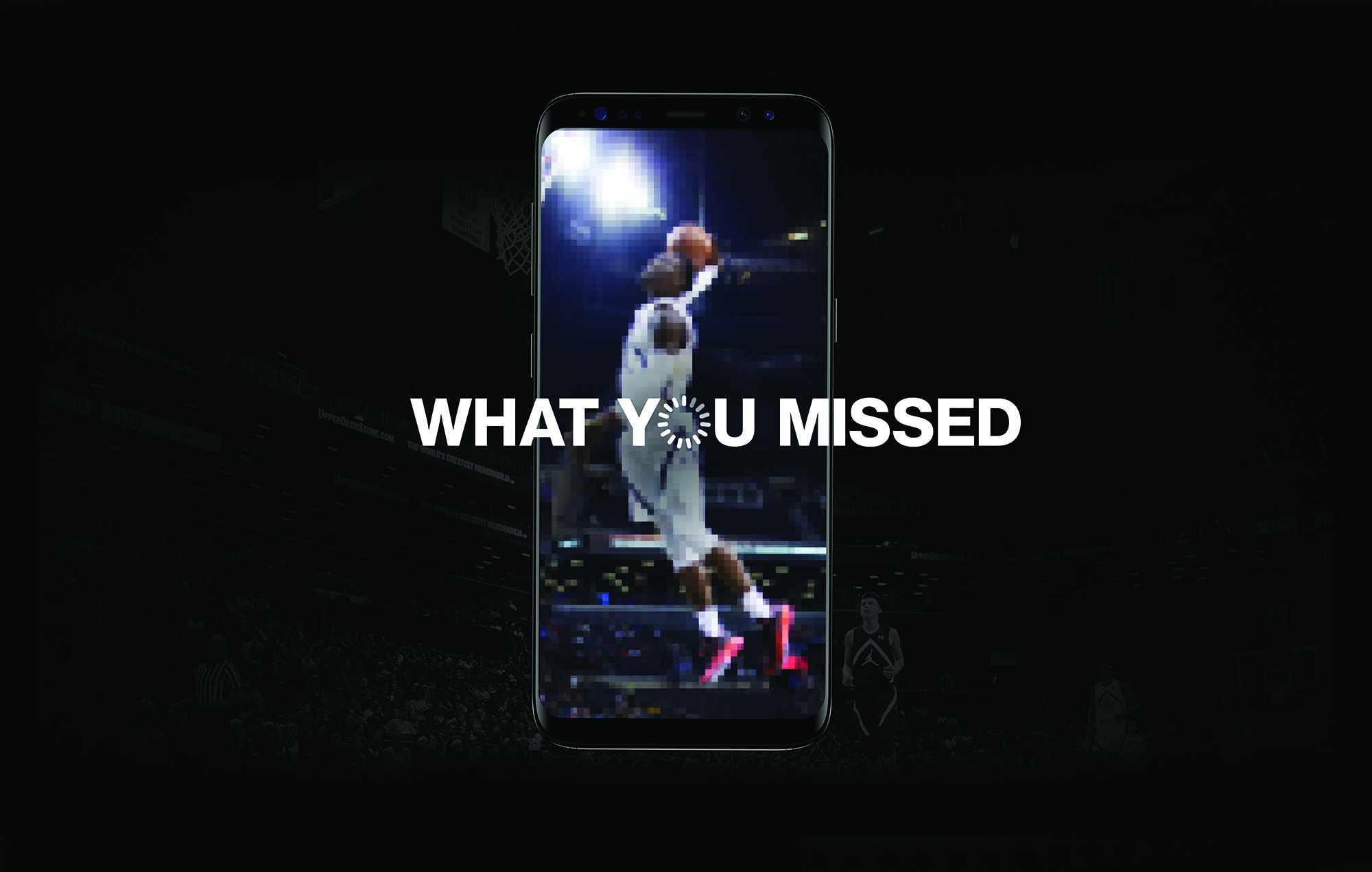 What you missed Image of a basketball player with text overlayed saying "What you Missed" with the "o" being a loading symbol.
