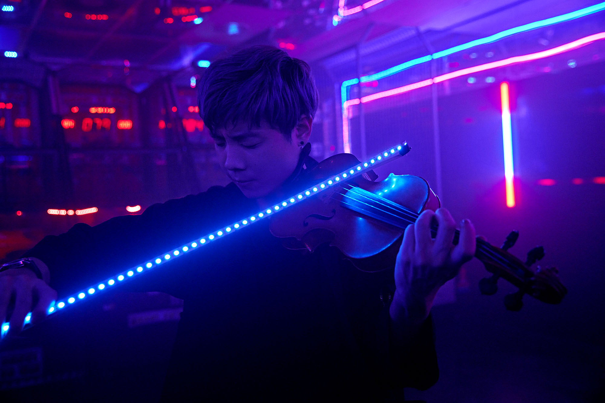 Twitter Marketing Start with Them - Gaming Image of @Albert playing instrument in gaming environment.
