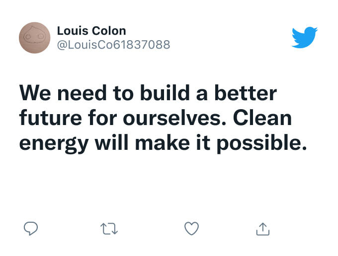 Tweet about building a better future through sustainability from @LouisCo61837088