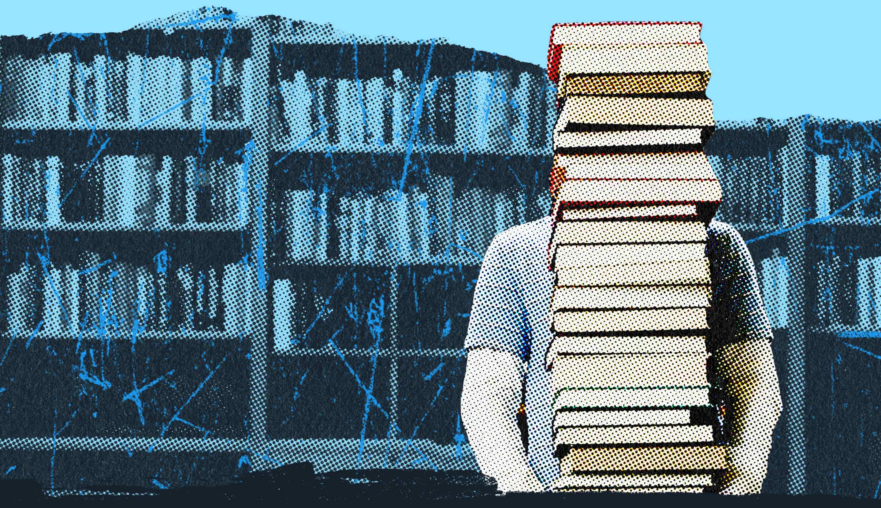 College student holding stack of books. Nick Jr. wins for most popular brand Tweet.