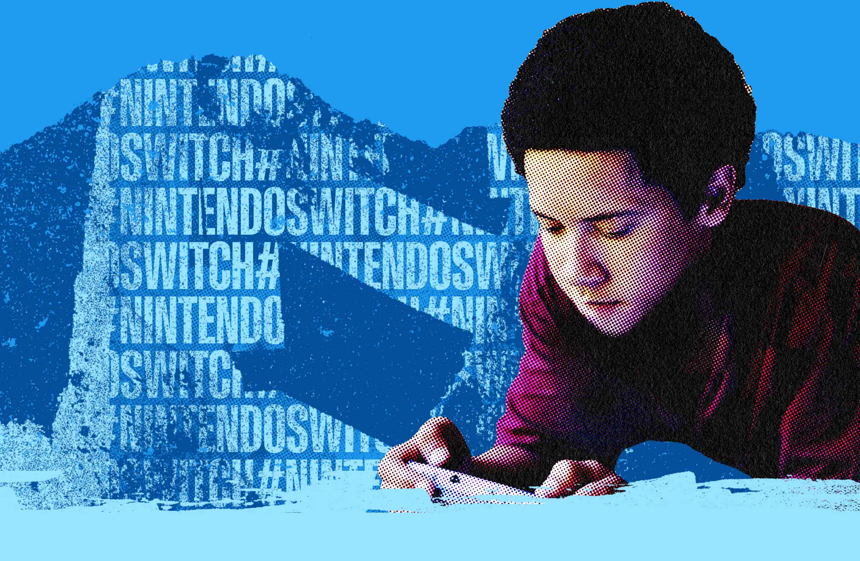 Person playing handheld video game console. Hashtag NintendoSwitch wins for most Tweeted brand hashtag.